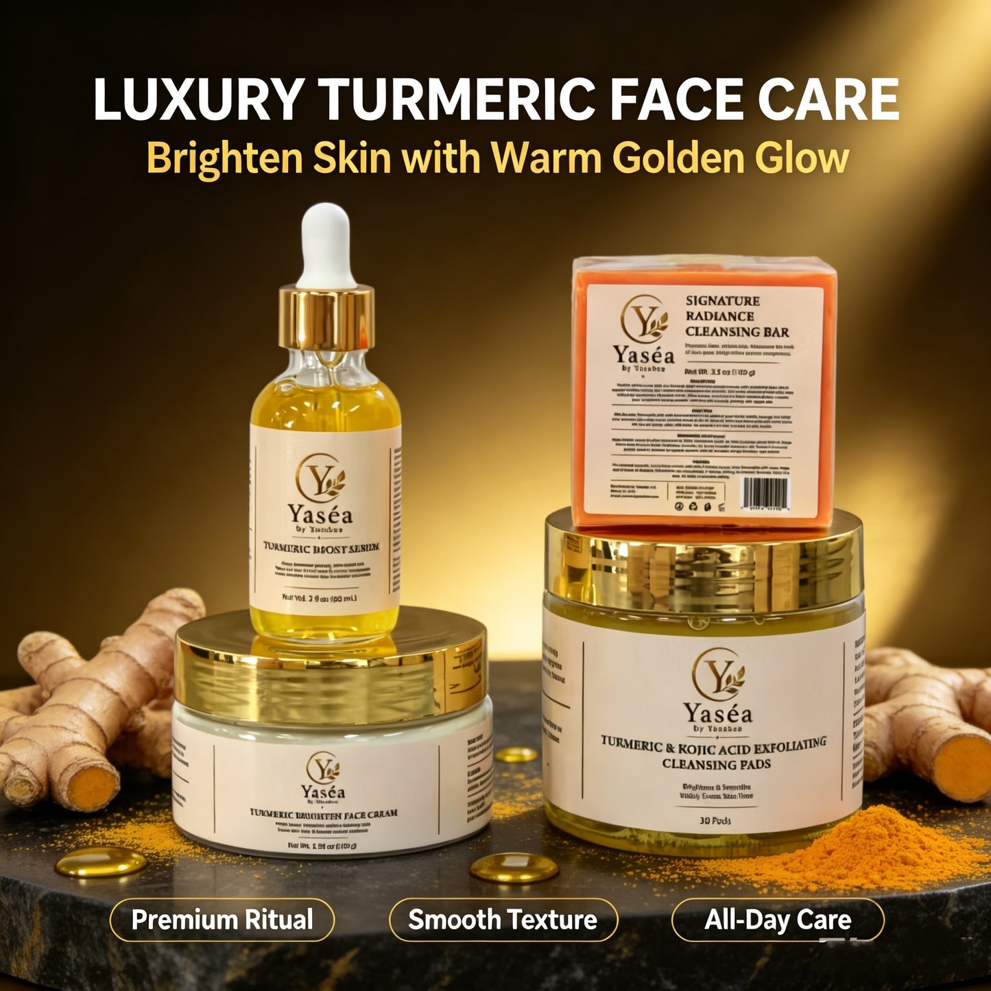 Complete Yaséa Turmeric Facial 4-Piece Set