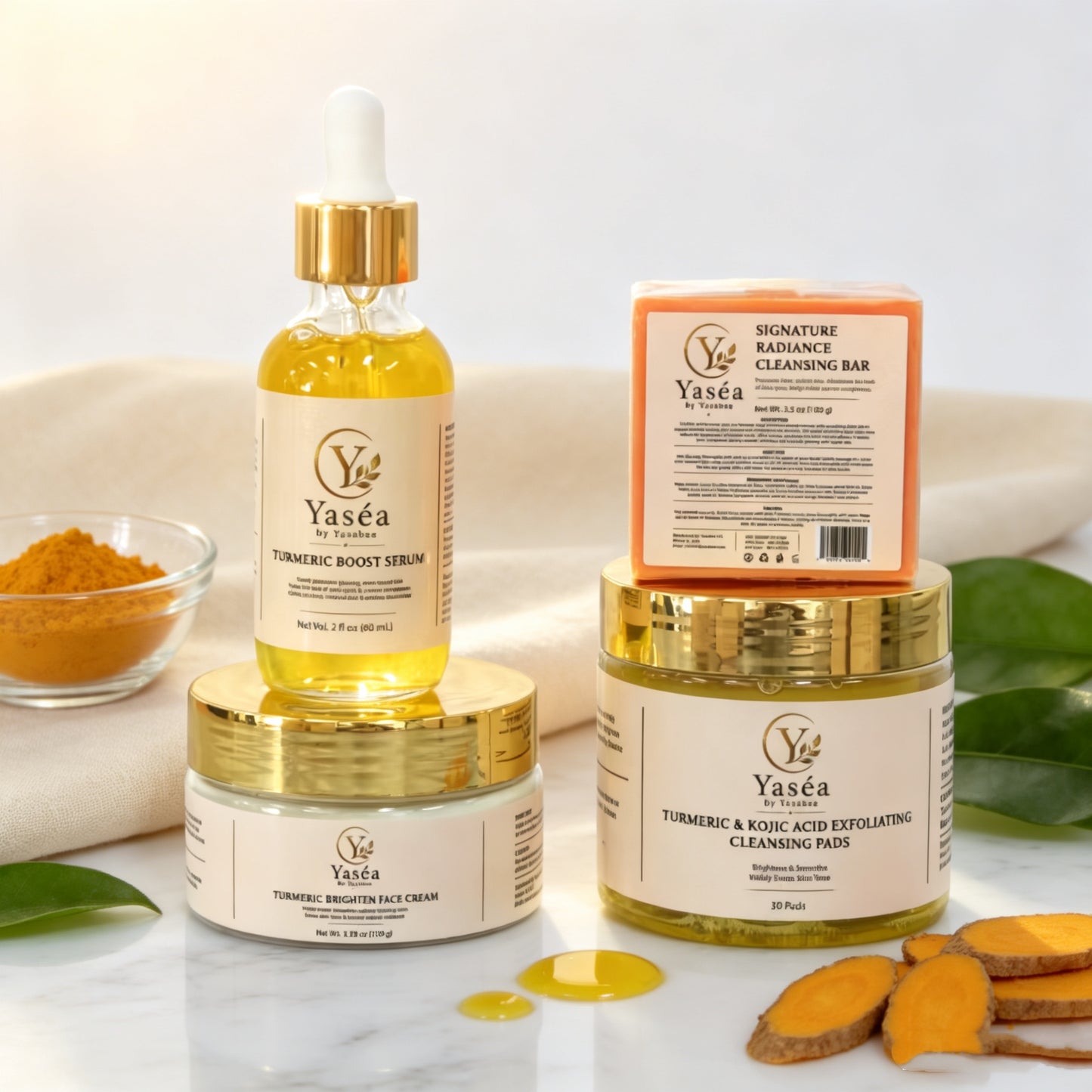 Complete Yaséa Turmeric Facial 4-Piece Set